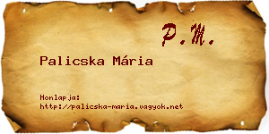 Palicska Mária névjegykártya